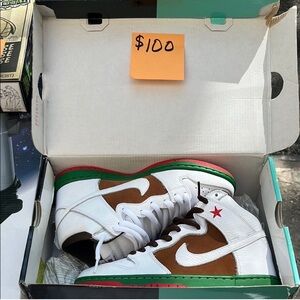 Nike White and Brown Dunk Sneakers